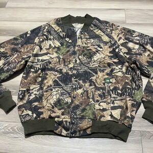 Vintage Mossy Oak Jacket‎ Mens 2XL Forest Floor Bomber Camo Camouflage 90s USA